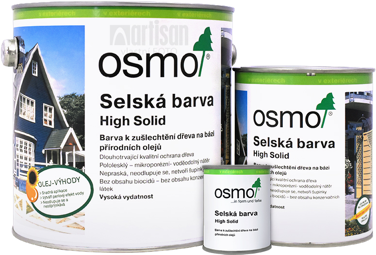 OSMO Selská barva v balení 0.75 l, 0.125 l a 2.5 l