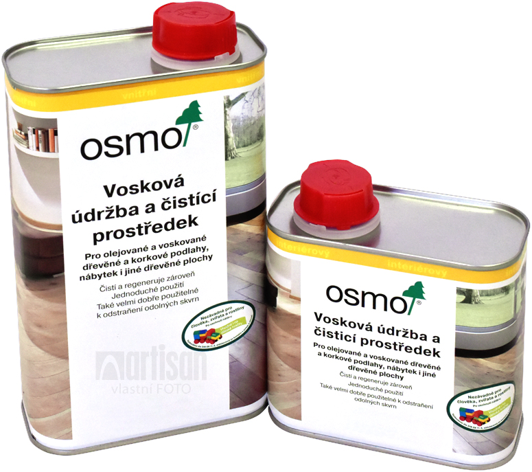 OSMO Vosková údržba a čistící prostředek v balení 0.5 l a 1 l.