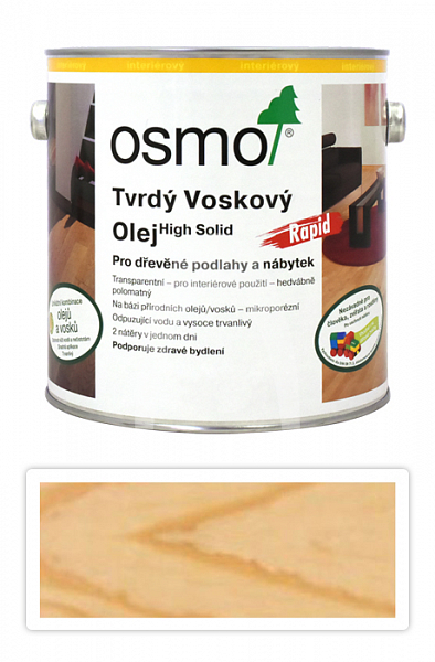 OSMO Tvrdý voskový olej Rapid pro interiéry 2.5 l Polomatný 3232