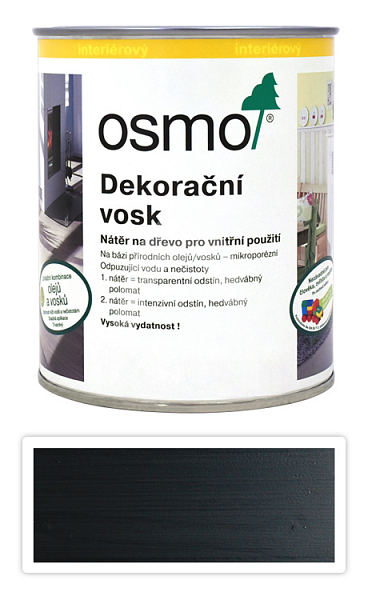 OSMO Dekorační vosk intenzivní odstíny 0.75 l Černý 3169