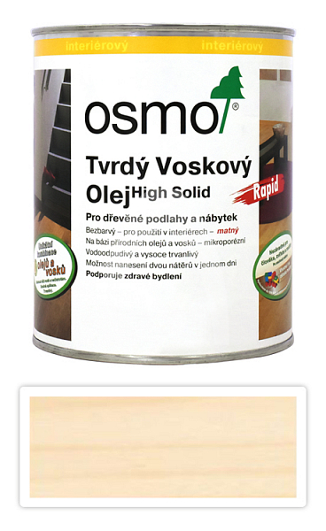 OSMO Tvrdý voskový olej Rapid pro interiéry 0.75 l Bílý 3240
