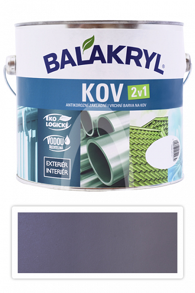 BALAKRYL Kov 2v1 - vodouředitelná antikorozní barva na kov 2.5 l Pastelově šedá 0101