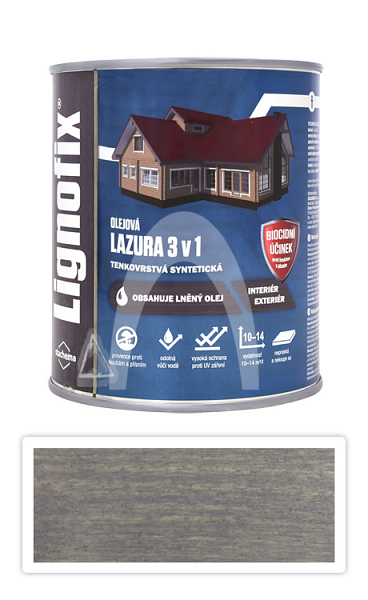 Lignofix LAZURA 3v1 - olejová lazura s biocidem 0.6 l Antik šedá