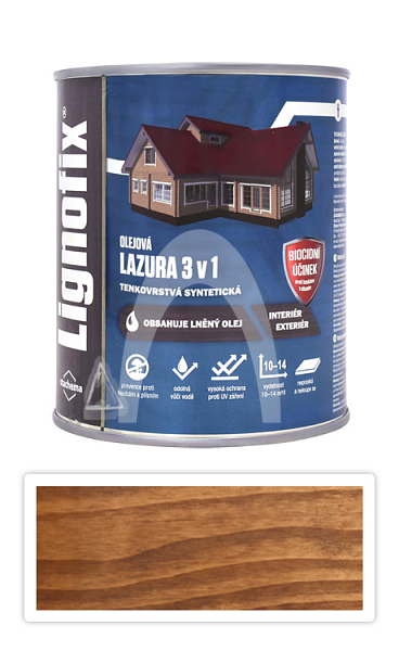 Lignofix LAZURA 3v1 - olejová lazura s biocidem 0.6 l Ořech