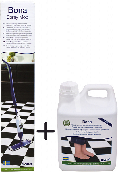 BONA Spray Mop na laminátové podlahy a dlaždice + čistič 2.5 l ZDARMA