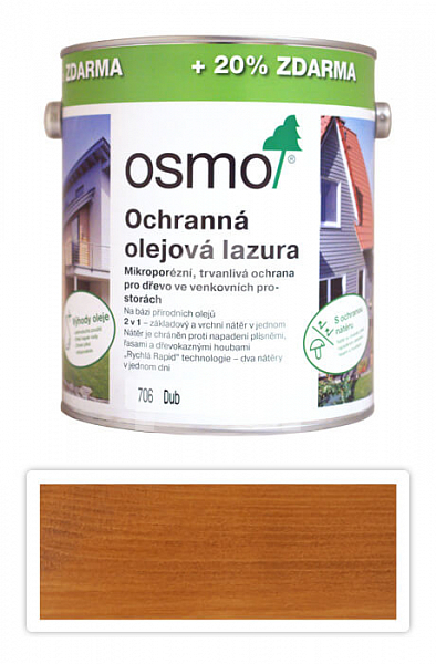 OSMO Ochranná olejová lazura 3 l Dub 706 (20 % zdarma)