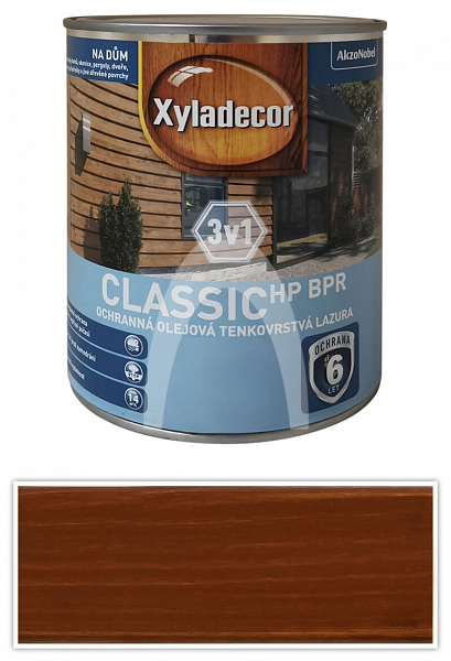 XYLADECOR Classic HP BPR 3v1 - ochranná olejová tenkovrstvá lazura na dřevo 0.75 l Mahagon