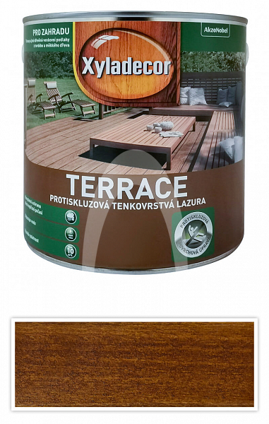 XYLADECOR Terrace - protiskluzová tenkovrstvá lazura na dřevěné terasy 2.5 l Týk