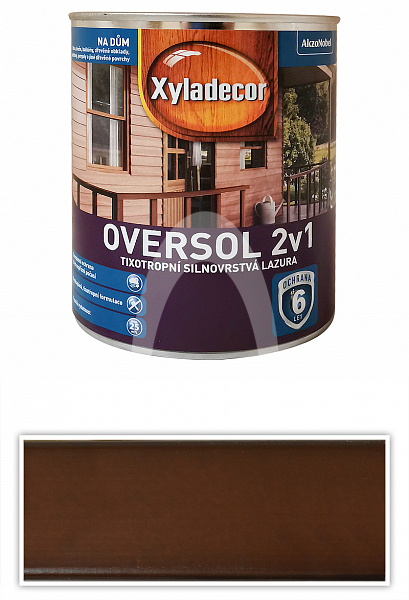 XYLADECOR Oversol 2v1 - tixotropní silnovrstvá lazura na dřevo 0.75 l Lískový ořech