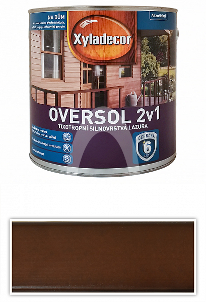XYLADECOR Oversol 2v1 - tixotropní silnovrstvá lazura na dřevo 2.5 l Lískový ořech