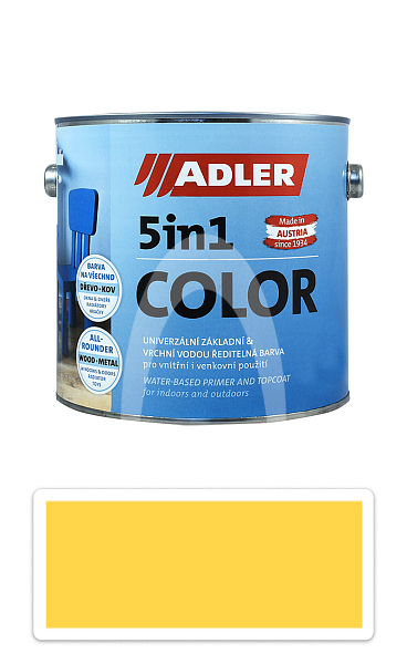 ADLER 5in1 Color - univerzální vodou ředitelná barva 2.5 l Zinkgelb / Zinkově žlutá RAL 1018