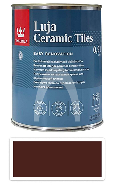 TIKKURILA Luja Ceramic Tiles - barva na keramické obklady 0.9 l Mahagonová hnědá RAL 8016