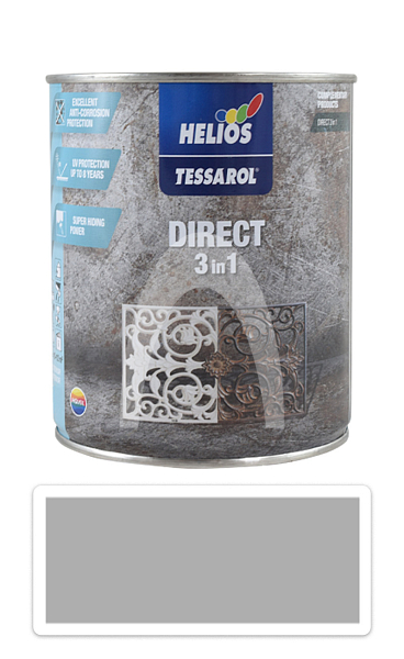 TESSAROL Direct 3in1 - antikorozní barva na kov 0.75 l Světle šedá RAL 9006