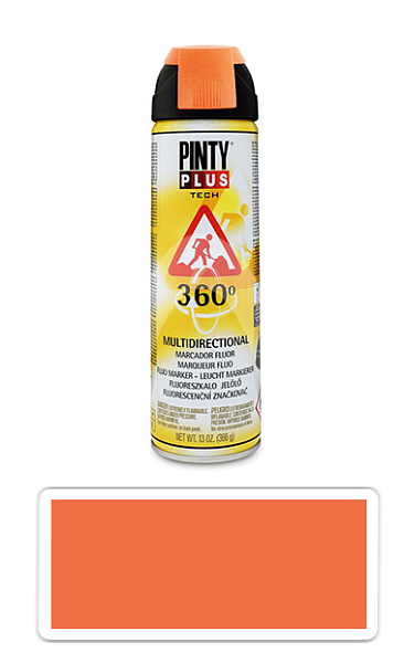 PINTYPLUS TECH - fluorescenční značkovací sprej s 360° tryskou 500 ml Oranžový T143